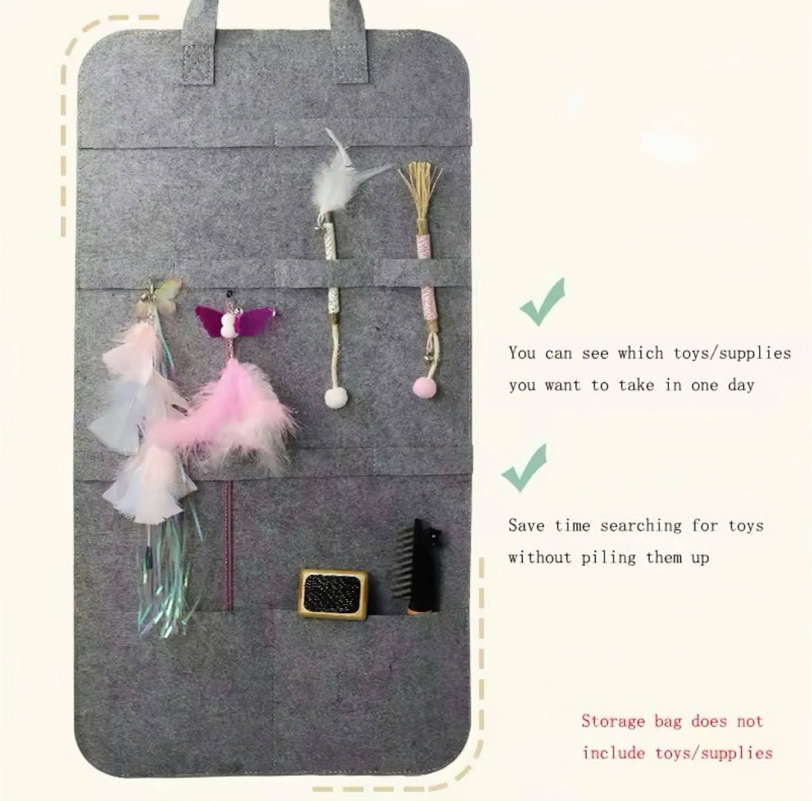 Pet Wall Hang Organiser Storage Bag for Cat Toys