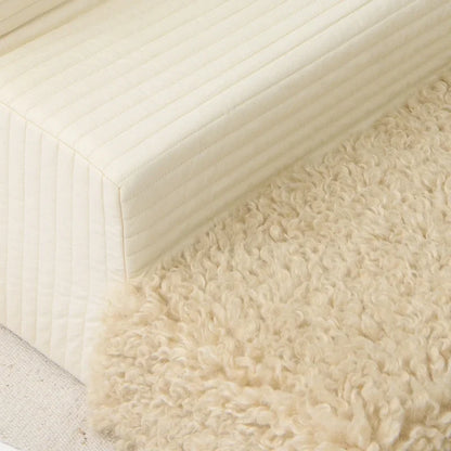 3 Step White Fur Ribbed Pet Stairs