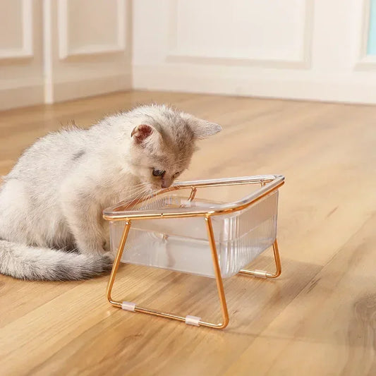 Transparent Bowl Iron Stand Elevated Pet Tableware