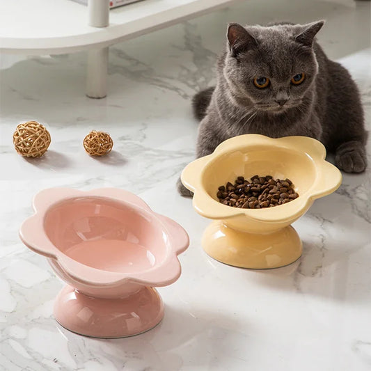 Flower Elevated Food Water Pet Tableware