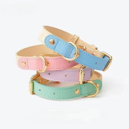 Leather Adjustable Pet Collar And Harness Set